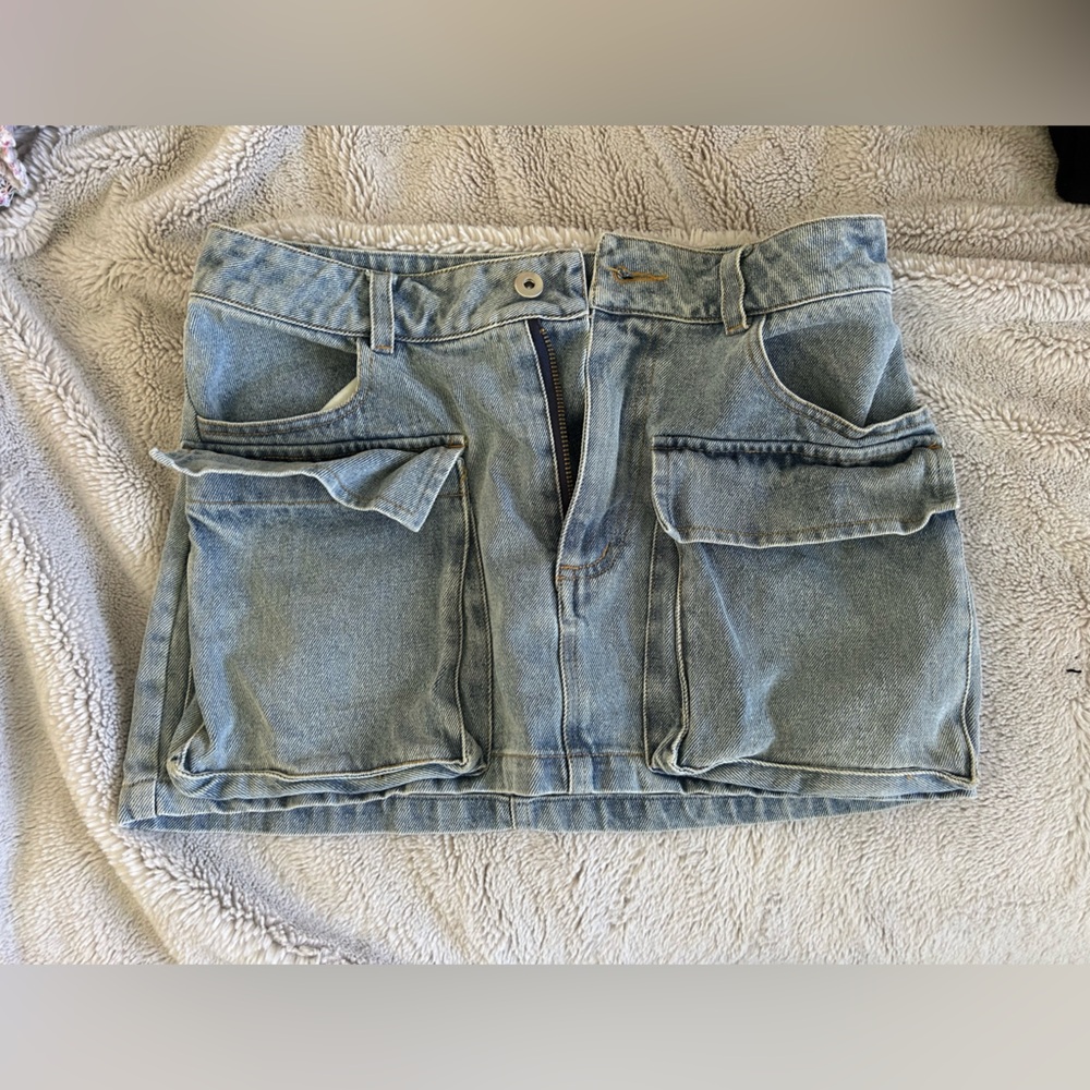 Loucia Denim Cargo Mini Skirt